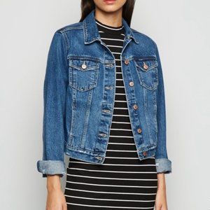 LOFT modern denim jacket in mid indigo wash